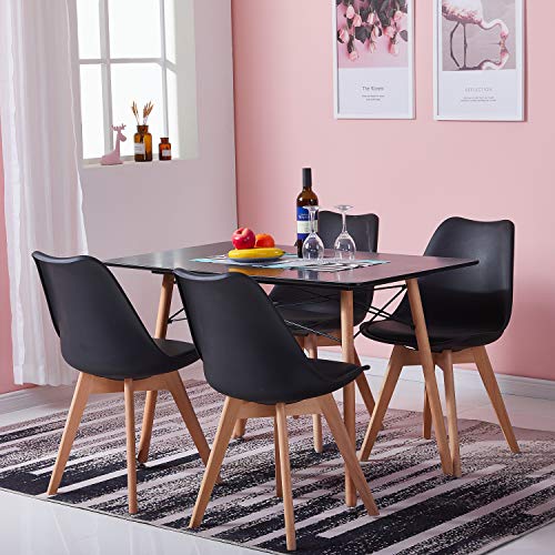 H.J WeDoo Tisch und Stühle Set, Essgruppe Schwarz Tisch mit 4 Schwarz Tulip Stühlen für Esszimmer, Küche & Wohnzimmer von H.J WeDoo
