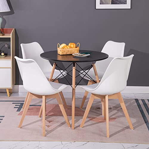 H.J WeDoo Tisch und Stühle Set, Essgruppe Schwarz Tisch mit 4 Weißer Stühlen für Esszimmer Küche Wohnzimmer H.J WeDoo Tisch und Stühle Set, Essgruppe Schwarz Tisch mit 4 Weißer Stühlen für Esszimmer Küche Wohnzimmer von H.J WeDoo