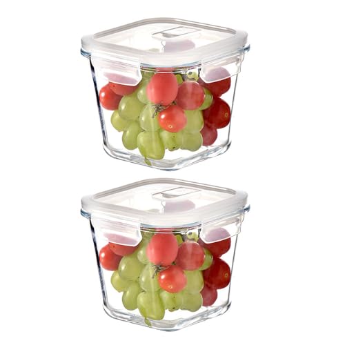 H.JSS WDJS 950ml Glasbehälter mit Deckel für Suppe，Frischhaltedose aus Glas, Glasschüssel Mit Deckel Glas-Meal Prep Vorratsdosen für Lebensmittel, Vorratsbehälter, Mikrowellen, BPA-Freie (2-Quadrat)﻿ von H.JSS WDJS
