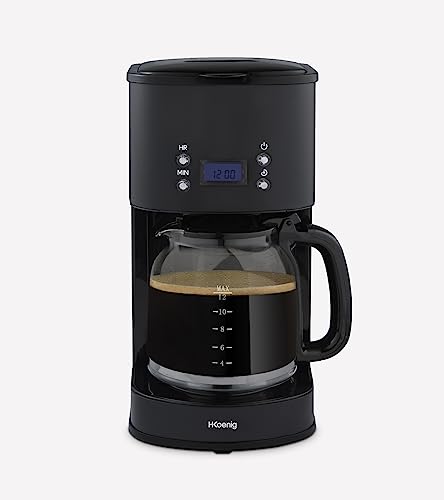 H.Koenig MG32 programmierbare Kaffeemaschine, 1,5L, Edelstahlgehäuse, 1000W, abnehmbarer Filterhalter, Glaskaraffe mit Skala von H.Koenig
