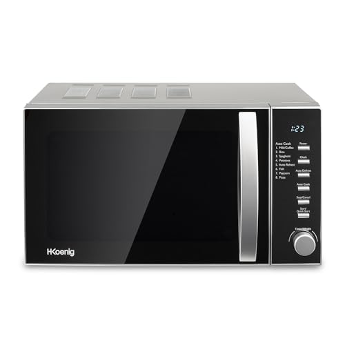 H.Koenig Kompakt Mikrowelle Digital 20L VIO2, 700W, Drehteller 24,5cm, Multifunktion programmierbar 6 Heizstufen, Auftauen und Express, Timer 60min, Schwarzer Spiegeleffekt von H.Koenig