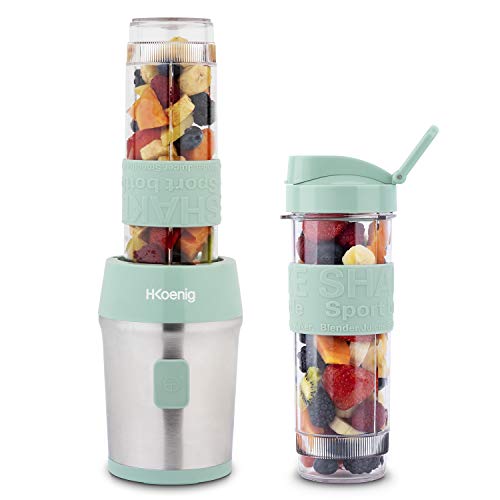 H.Koenig SMOO18 Smoothie-Maker, Gehäuse aus gebürstetem Edelstahl 4 Klingen aus rostfreiem Stahl, 570 milliliters, Lindgrün, Pastellgrün von H.Koenig