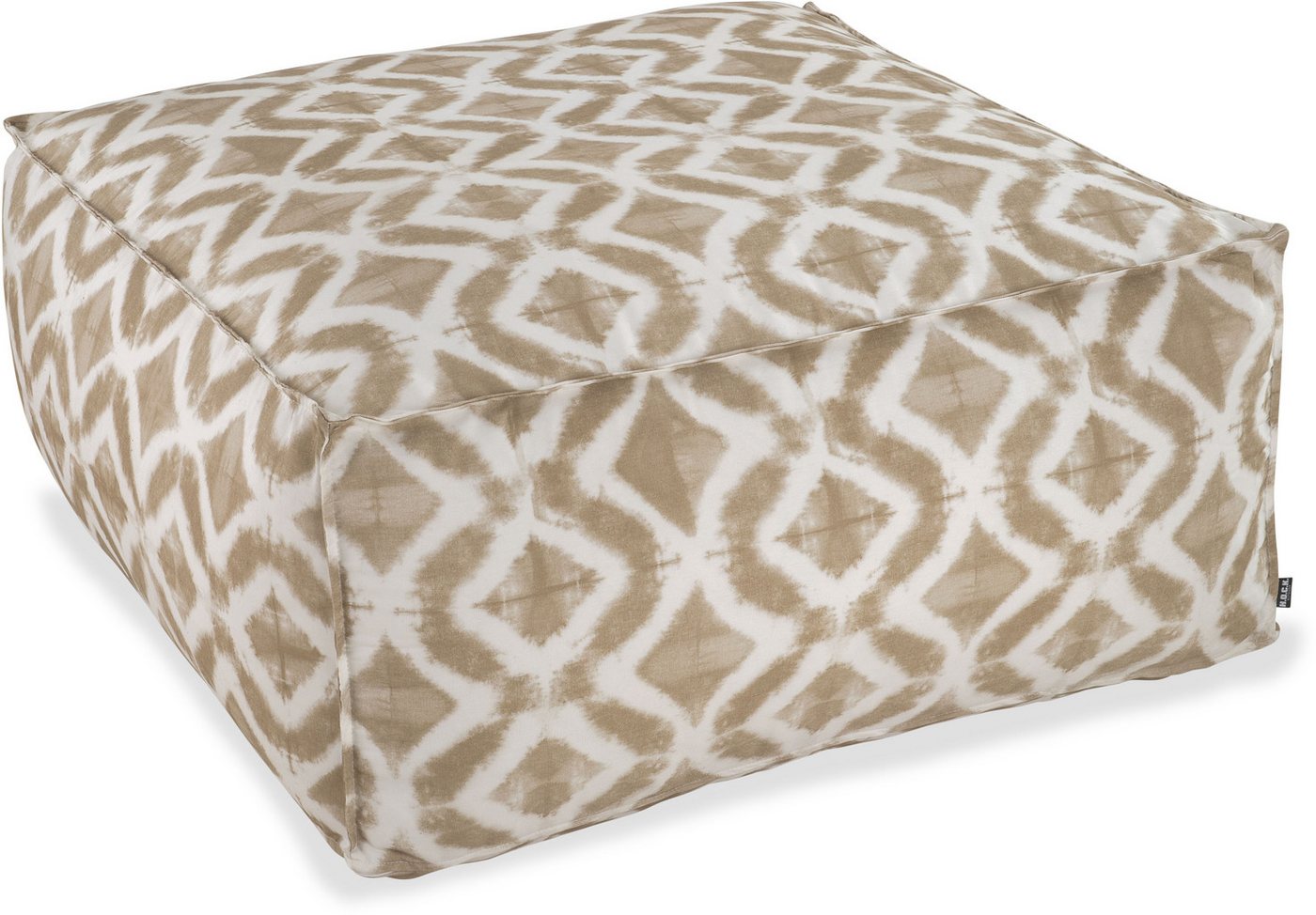 H.O.C.K. Sitzhocker H.O.C.K. Badu Batik Yale Outdoor Loungehocker 90x90x40cm natur beige, Hocker, Sitzhocker, Pouf Hocker, Barhocker - wetterfest, vielseitig von H.O.C.K.