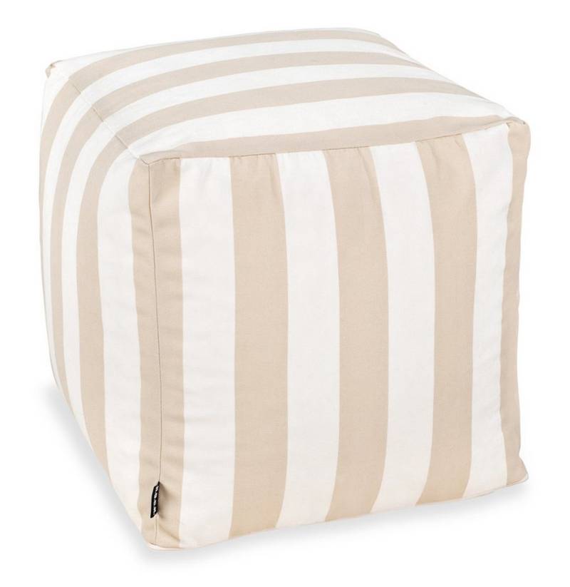 H.O.C.K. Gartenlounge-Hocker H.O.C.K. Classic Streifen Outdoor Bean Cube Pouf 40x40x40cm natur, Outdoor-Hocker: Wasserabweisend, Garten, wetterfest, flexibel & bequem von H.O.C.K.