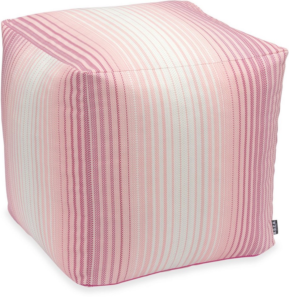 H.O.C.K. Sitzhocker H.O.C.K. Dora Outdoor Bean Cube Pouf 40x40x40cm rosa lila Streifen, Hocker, Sitzhocker, Pouf Hocker, Barhocker - wetterfest, vielseitig von H.O.C.K.