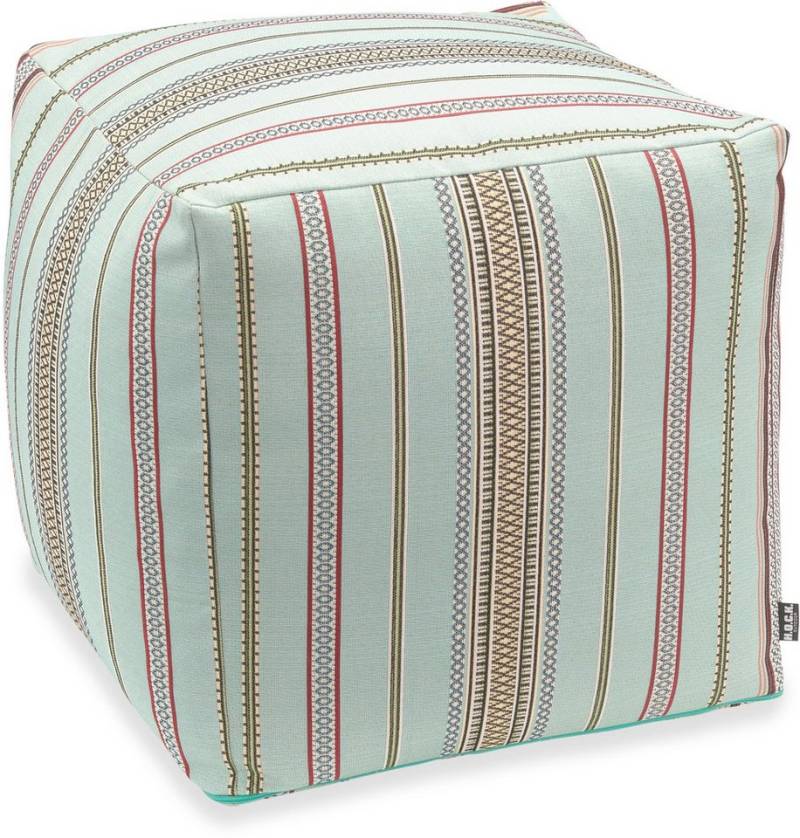 H.O.C.K. Sitzhocker H.O.C.K. Lola Outdoor Bean Cube Pouf 40x40x40cm aqua stripes sun boho, Hocker, Sitzhocker, Pouf Hocker, Barhocker - wetterfest, vielseitig von H.O.C.K.