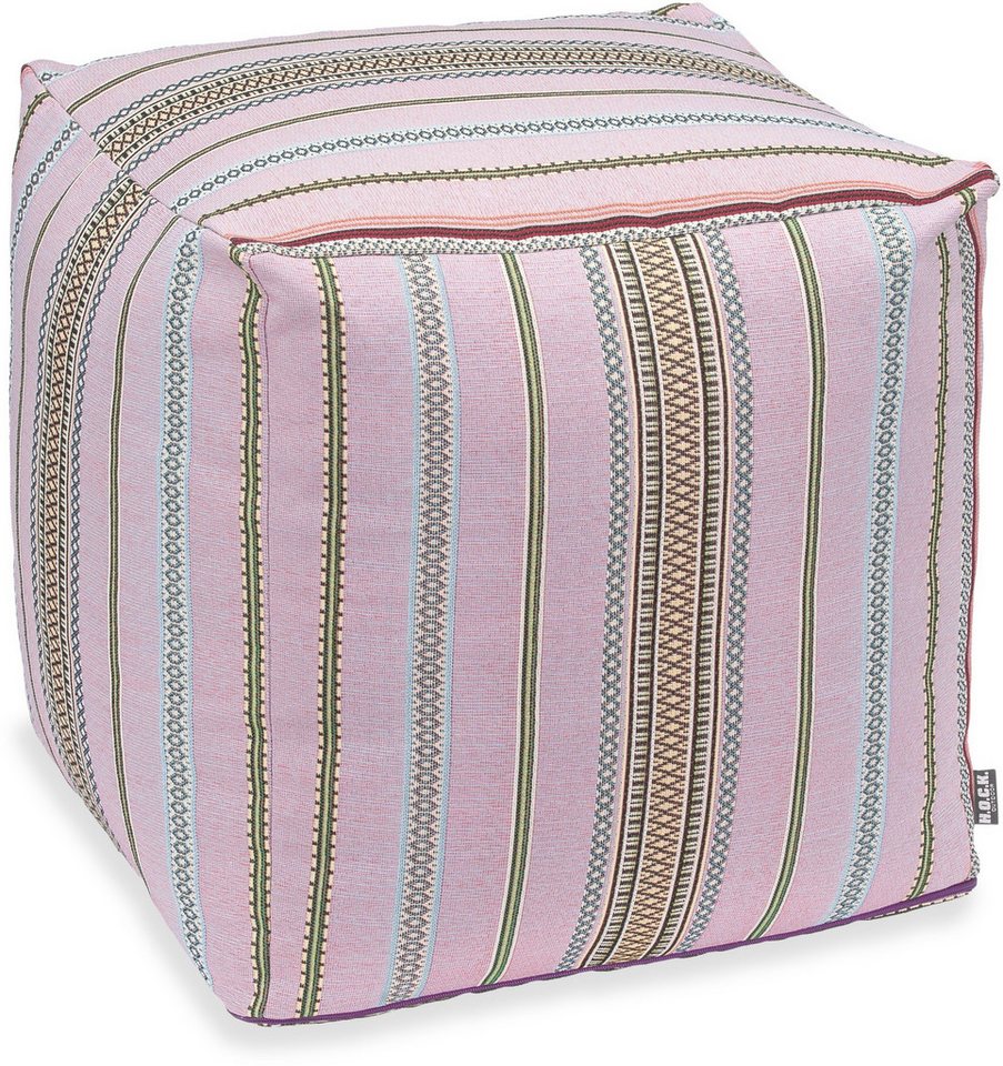 H.O.C.K. Sitzhocker H.O.C.K. Lola Outdoor Bean Cube Pouf 40x40x40cm rosa stripes sun boho, Hocker, Sitzhocker, Pouf Hocker, Barhocker - wetterfest, vielseitig von H.O.C.K.