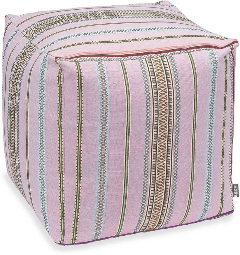 H.O.C.K. Sitzhocker H.O.C.K. Lola Outdoor Bean Cube Pouf 40x40x40cm rosa stripes sun boho, Hocker, Sitzhocker, Pouf Hocker, Barhocker - wetterfest, vielseitig von H.O.C.K.