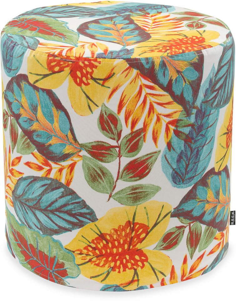 H.O.C.K. Sitzhocker H.O.C.K. Tropical Outdoor Hocker rund ø45x45cm yellow aqua multi sunny, Hocker, Sitzhocker, Pouf Hocker, Barhocker - wetterfest, vielseitig von H.O.C.K.