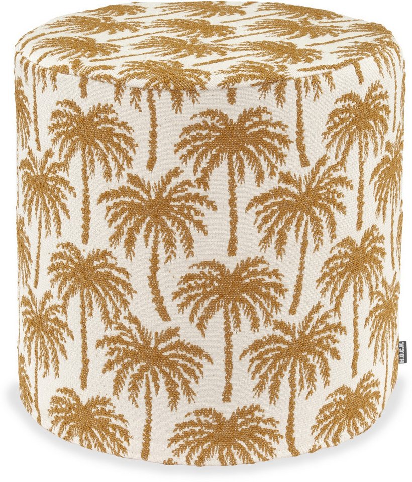 H.O.C.K. Sitzhocker H.O.C.K. Vamosa Palms Outdoor Hocker ø40x45cm rund maisgelb Palmen, Hocker, Sitzhocker, Pouf Hocker, Barhocker - wetterfest, vielseitig von H.O.C.K.
