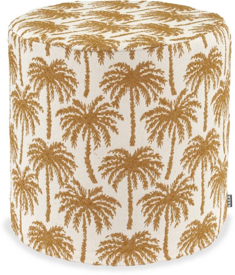 H.O.C.K. Sitzhocker H.O.C.K. Vamosa Palms Outdoor Hocker ø40x45cm rund maisgelb Palmen, Hocker, Sitzhocker, Pouf Hocker, Barhocker - wetterfest, vielseitig von H.O.C.K.