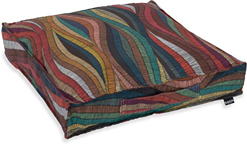 H.O.C.K. Peggy Multicolour Outdoor Kissen inkl. Füllung und Sitzkissen mit Biese bunt Design wasserabweisend/lichtecht (6-7) für den Garten (Matratzenkissen 50x50x10cm, bunt Design) von H.O.C.K.