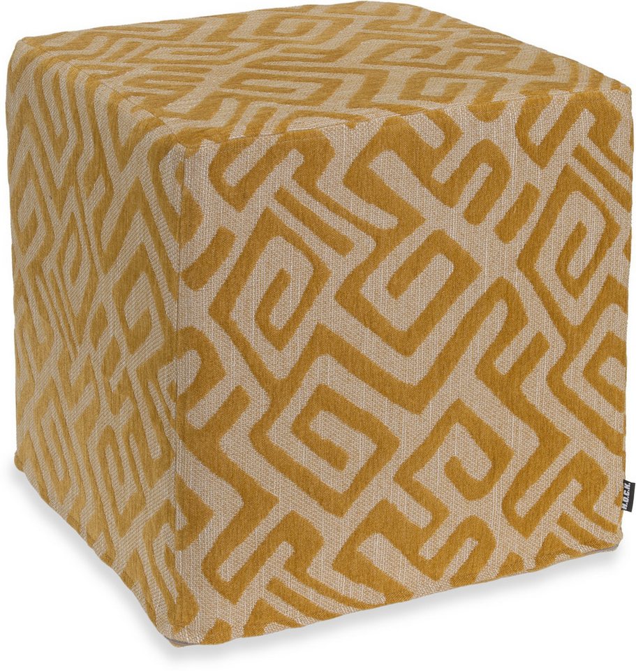 H.O.C.K. Sitzhocker H.O.C.K. Naira Hocker Cube eckig 45x45x45cm gemustert col. 5 gelb, Hocker, Barhocker & Sitzhocker, Schminktischhocker, Wohnzimmer Hocker von H.O.C.K.