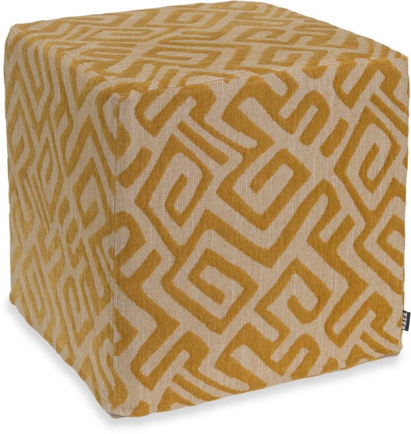 H.O.C.K. Sitzhocker H.O.C.K. Naira Hocker Cube eckig 45x45x45cm gemustert col. 5 gelb, Hocker, Barhocker & Sitzhocker, Schminktischhocker, Wohnzimmer Hocker von H.O.C.K.