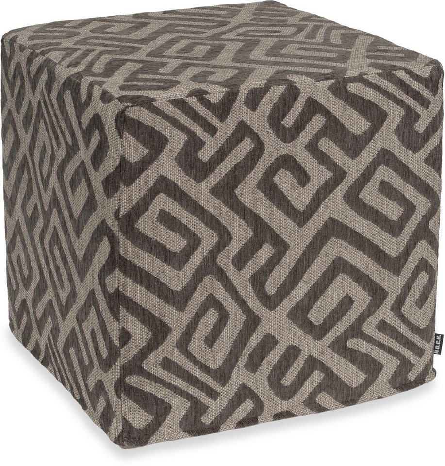 H.O.C.K. Sitzhocker H.O.C.K. Naira Hocker Cube eckig 45x45x45cm gemustert col. 9 grau, Hocker, Barhocker & Sitzhocker, Schminktischhocker, Wohnzimmer Hocker von H.O.C.K.
