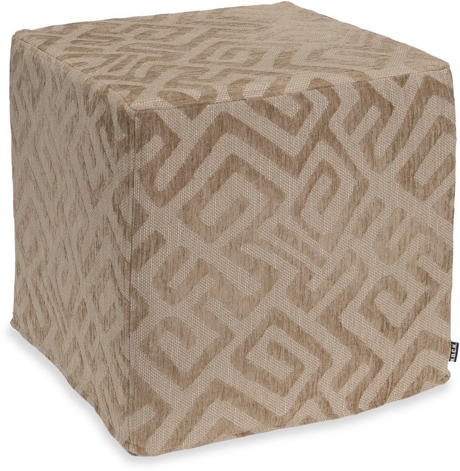 H.O.C.K. Sitzhocker H.O.C.K. Naira Hocker Cube eckig 45x45x45cm gemustert taupe / beige, Hocker, Barhocker & Sitzhocker, Schminktischhocker, Wohnzimmer Hocker von H.O.C.K.