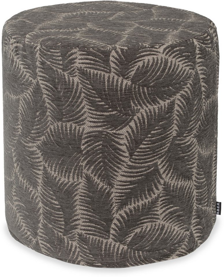 H.O.C.K. Sitzhocker H.O.C.K. Nelly Hocker rund Pouf ø45x45cm Blätter col. 9 grau, Hocker, Barhocker & Sitzhocker, Schminktischhocker, Wohnzimmer Hocker von H.O.C.K.