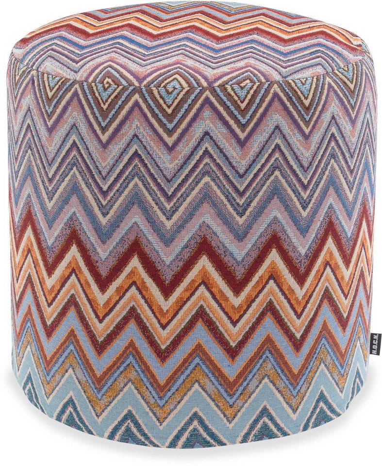 H.O.C.K. Sitzhocker H.O.C.K. Rebelle Hocker Pouf Zick-Zack Ø45x45cm rund bunt multicolor, Hocker, Barhocker & Sitzhocker, Schminktischhocker, Wohnzimmer Hocker von H.O.C.K.
