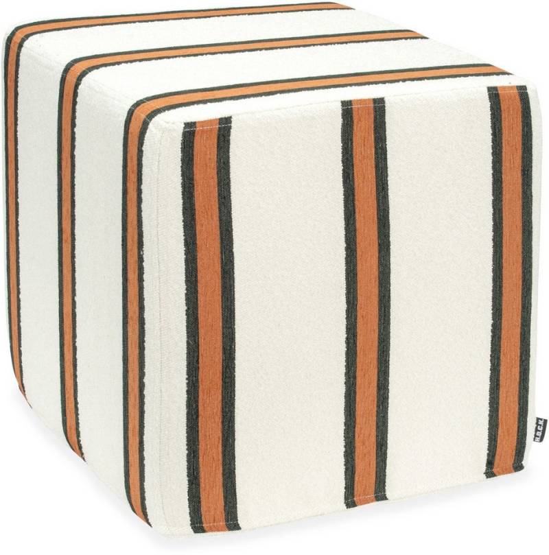 H.O.C.K. Sitzhocker H.O.C.K. Sera Uno Hocker Cube 45x45x45cm terra schwarz Einzelstreifen, Hocker, Barhocker & Sitzhocker, Schminktischhocker, Wohnzimmer Hocker von H.O.C.K.