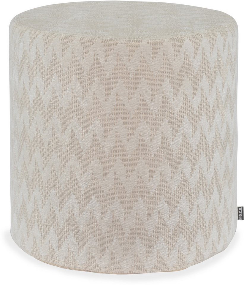 H.O.C.K. Sitzhocker H.O.C.K. Svantje Hocker Pouf Ø45x45cm weiß Zick-Zack, Hocker, Barhocker & Sitzhocker, Schminktischhocker, Wohnzimmer Hocker von H.O.C.K.