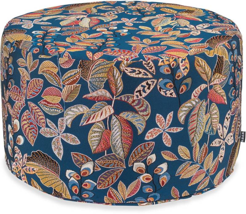 H.O.C.K. Sitzhocker H.O.C.K. Tristan Hocker rund Pouf ø60x40cm blau floral, Hocker, Barhocker & Sitzhocker, Schminktischhocker, Wohnzimmer Hocker von H.O.C.K.