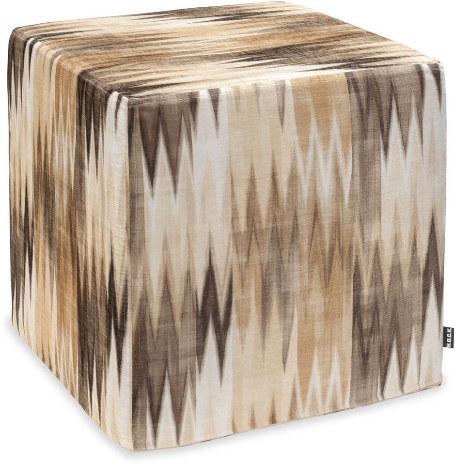 H.O.C.K. Sitzhocker H.O.C.K. Alissa Hocker eckig 45x45x45cm zickzack beige natur braun, Hocker, Barhocker & Sitzhocker, Schminktischhocker, Wohnzimmer Hocker von H.O.C.K.