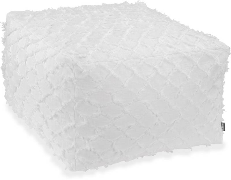 H.O.C.K. Sitzwürfel H.O.C.K. Nuvole Bean Cube Hocker Pouf 55x55x35cm ecru weiß mit Fransen, Hocker: Bequem, vielseitig, Wohnzimmer & Schlafzimmer von H.O.C.K.