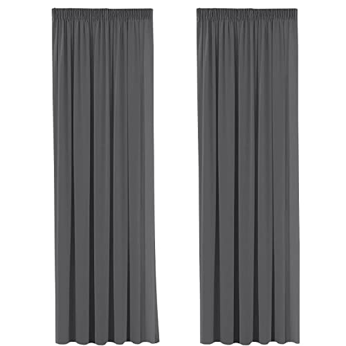 H.VERSAILTEX Gardine blickdichte, Anthrazit VerdunkelungsGardine mit Kräuselband, Energiespar & Wärmeisolierend, 2 Stück 182 cm x 228 cm (H x B), 2er-Set von H.VERSAILTEX