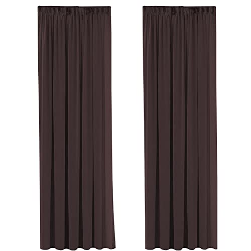 H.Versailtex Thermovorhang, Verdunkelungsvorhang, mit Kräuselband, 100 % Polyester, energiesparend, 2 Stück – 167 cm x 228 cm (B x H) – Braun von H.VERSAILTEX