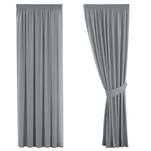 H.VERSAILTEX Gardine blickdichte, Frost Grau VerdunkelungsGardine mit Kräuselband, Energiespar & Wärmeisolierend, 2 Stück 137 cm x 167 cm (H x B), 2er-Set von H.VERSAILTEX