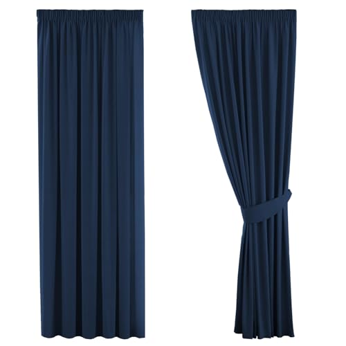 H.VERSAILTEX Gardine blickdichte, Marine VerdunkelungsGardine mit Kräuselband, Energiespar & Wärmeisolierend, 2 Stück 182 cm x 116 cm (H x B), 2er-Set von H.VERSAILTEX