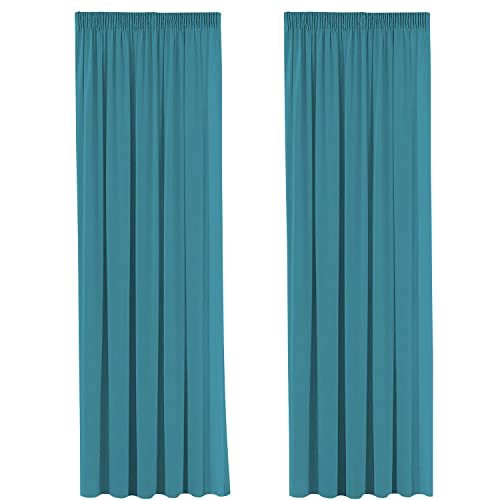 H.VERSAILTEX Gardine blickdichte, Petrol VerdunkelungsGardine mit Kräuselband, Energiespar & Wärmeisolierend, 2 Stück 182 cm x 116 cm (H x B), 2er-Set von H.VERSAILTEX