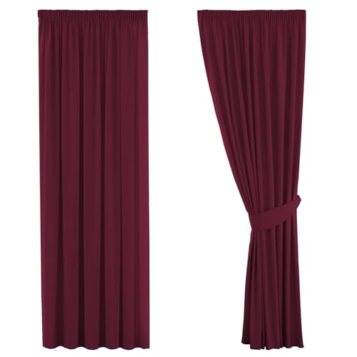 H.VERSAILTEX Gardine blickdichte, Rotwein VerdunkelungsGardine mit Kräuselband, Energiespar & Wärmeisolierend, 2 Stück 228 cm x 228 cm (H x B), 2er-Set von H.VERSAILTEX