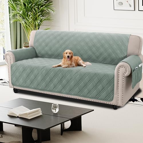 H.Versailtex Graue Sofabezüge 3-Sitzer, 100% wasserdichte Couchbezüge mit Seitentasche, rutschfeste Sofaschoner von Haustieren, waschbarer Sofaschoner mit Gummiband, Lilypad H.Versailtex Graue Sofabezüge 3-Sitzer, 100% wasserdichte Couchbezüge mit Seitentasche, rutschfeste Sofaschoner von Haustieren, waschbarer Sofaschoner mit Gummiband, Lilypad von H.VERSAILTEX