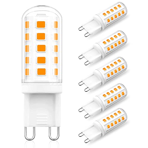H.W.S G9 LED Lampe 4W 400 Lumen Kein Flackern Leuchtmittel Ersatz 40W Halogenlampe 360° Abstrahlwinkel Nicht Dimmbar 6 Pack (3000K-warm White) von H.W.S