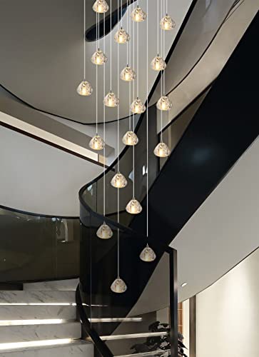 H.W.S LED Moderne Pendelleuchte esstisch Pendellampe Villa Kronleuchter Höheverstellbar Hängeleuchte aus Glas Küchen Flurlampe Kristall Treppenhaus(Square, 36-flammig) von H.W.S