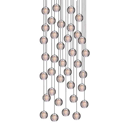 H.W.S LED Pendelleuchte Glas Kristall Hängeleuchte Lüster Dekoratives Kronleuchter Modern Pendellampe für Villa Treppe Wohzimmer Esszimmer Schlafzimmer Innenleuchte(36-Flamming, Rectangular) von H.W.S