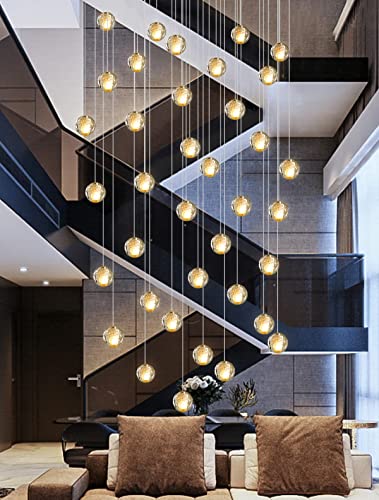 H.W.S LED Pendelleuchte Glas Kristall Hängeleuchte Lüster Dekoratives Kronleuchter Modern Pendellampe für Villa Treppe Wohzimmer Esszimmer Schlafzimmer Innenleuchte(36-Flamming, Rectangular) von H.W.S
