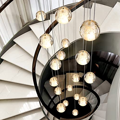 H.W.S LED Pendelleuchte Glas Kristall Hängeleuchte Lüster Dekoratives Kronleuchter Modern Pendellampe für Villa Treppe Wohzimmer Esszimmer Schlafzimmer Innenleuchte Lampe (36-Flamming, Round Plate) von H.W.S