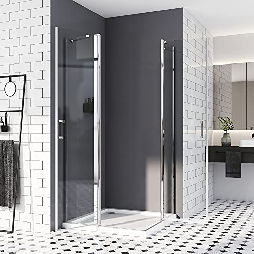 Duschkabine Eckeinstieg 80x90 cm,Dusche Falttür Duschwand Duschabtrennung NANO Glas ESG-Sicherheitsglas - Duschabtrennung Höhe 185cm von H.Y