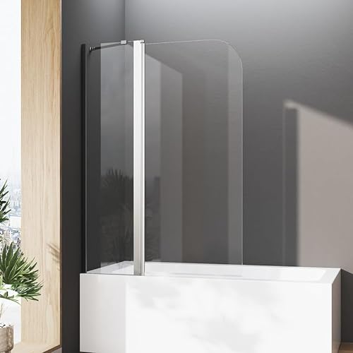 Duschwand für Badewannen, 100x140cm Duschwand Duschabtrennung Nano Glas 6mm ESG mit Stabilisierungsstange von H.Y