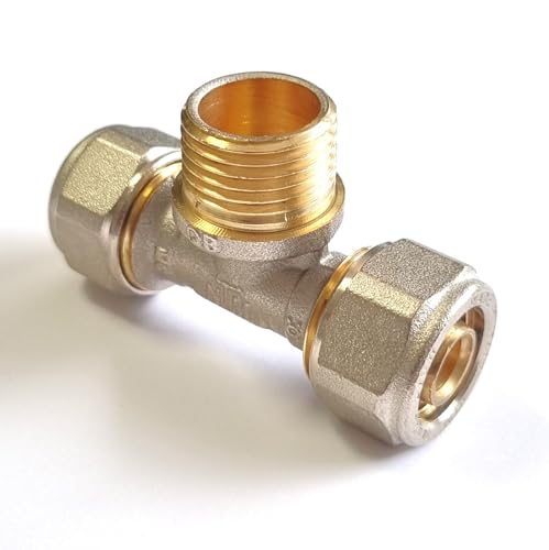 20er Schraubfitting - T-Stück mit 1/2" Aussengewinde für Aluverbundrohr, Schraubfitting 20x2, DVGW von H2O-Flex