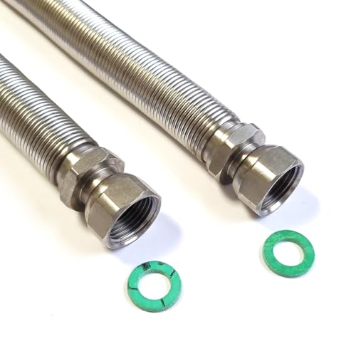 DN25 Wellrohr 1"ÜM x 1"ÜM ziehbar von 260mm - 520mm ausziehbar Edelstahl Solarrohr von H2O-Flex