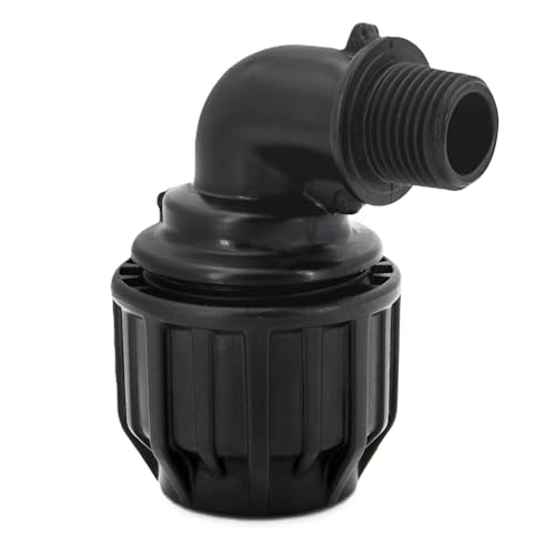 H2O-Flex® Black Edition 25er PP - Fitting mit 90° Winkel mit 3/4"AG DVGW Klemmverbinder 25er PE Verschraubung Winkel mit 3/4" Aussengewinde für 25mm PE Rohr Verschraubung Adapter von H2O-Flex