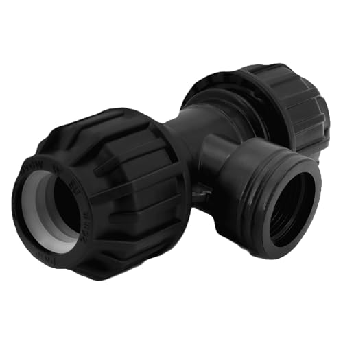H2O-Flex® Black Edition 32er PP - Fitting T-Stück mit 3/4"IG DVGW Klemmverbinder 32er PE Verschraubung T-Stück mit 3/4" Innengewinde für 32mm PE Rohr Verschraubung Adapter von H2O-Flex