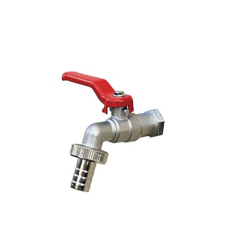 H2O-Flex® Kugelauslaufhahn - Inklusive Schlauchanschluss - Ideal als Außenzapfstelle/Zapfhahn für Regentonnen/Wasserhahn/Absperrhahn/Rot (3/4" Wandanschluss) von H2O-Flex