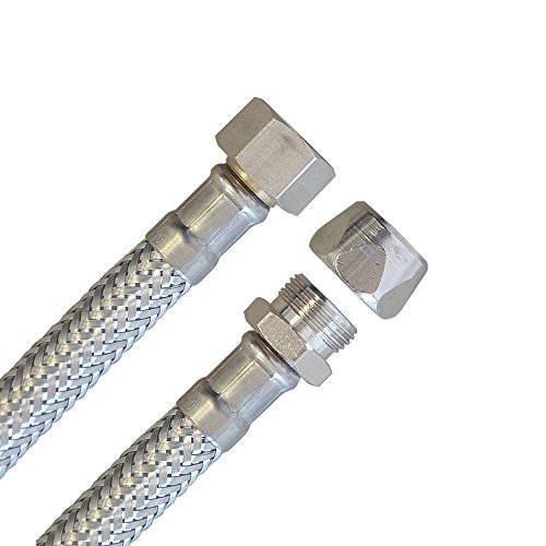 H2O-Flex® Panzerschlauch 3/8"ÜM x 10mm Quetsch, Flexschlauch DN8 für Sanitär mit Trinkwasserzulassung, 15cm-2m von H2O-Flex