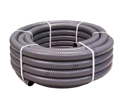 PVC Schlauch Ø 50mm außen flexibler Druckschlauch 1 Meter Poolverrohrung Druckleitung in grau - Robuster Klebeschlauch für Schwimmbad Teich und Pool bis 6 bar druckfest - Langlebig und UV-beständig von H2O-Flex