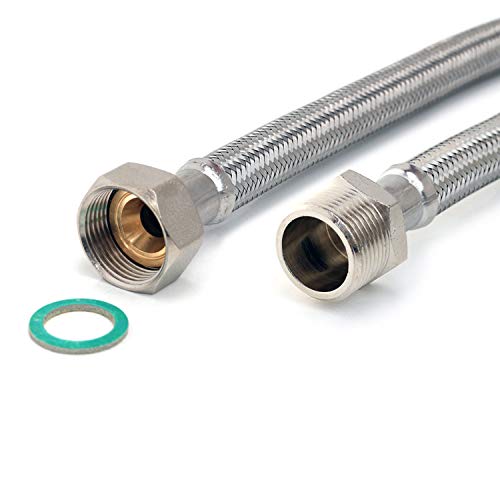 H2O-Flex® Aquastop Verlängerungsschlauch 50cm für die Waschmaschine oder Spülmaschine knickfester DN13 Panzerschlauch mit 3/4" Anschlüssen (ÜM x AG), mit Trinkwasserzulassung und Edelstahlgeflecht von H2O-Flex