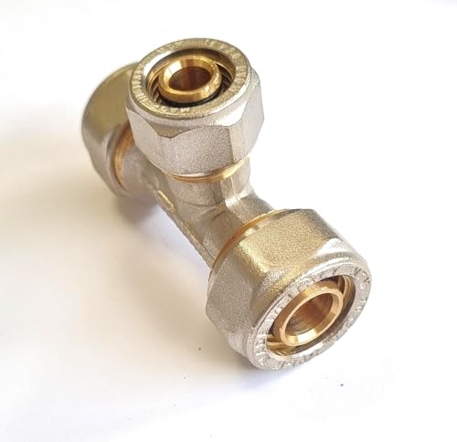 H2O-Flex® Schraubfitting -T-Stück reduziert 20 x 2,0mm-20 x 2,0mm-16 x 2,0mm Klemmringverschraubung für Aluverbundrohr und Mehrschichtverbundrohr 20-20 - 16 DVGW von H2O-Flex